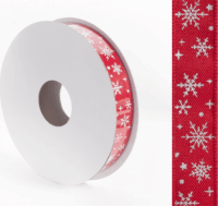 Iris Hópihe mintás díszítő karácsonyi szalag 15mm/10méter - Piros/Fehér