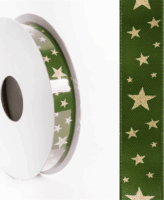 Iris Csillag mintás díszítő karácsonyi szalag 15mm/10méter - Zöld