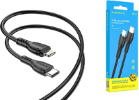 Borofone BX51 Lightning apa - USB-C apa Adat és töltőkábel 1m - Fekete