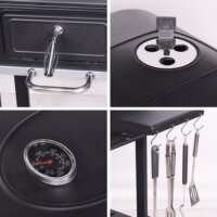 TOO BG-200B BBQ Faszenes Kerti grillkocsi két oldalsó asztallal - Fekete