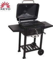 TOO BG-200B BBQ Faszenes Kerti grillkocsi két oldalsó asztallal - Fekete