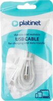Platinet USB-C to USB-C LED Töltőkábel 60W 1m - Fehér