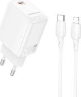 Borofone BN28 Fuente Type-C hálózati gyorstöltő PD 30W Type-C/Lightning kábellel - Fehér