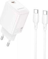 Borofone BN28 Fuente Hálózati gyorstöltő PD 30W Type-C/Type-C kábellel - Fehér