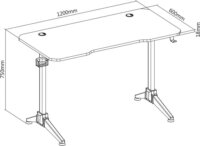 White Shark FIRE SHADOW Gamer asztal 120 x 60 x 75 cm - Fekete / Piros