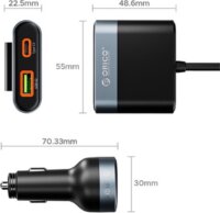 Orico CC-98AC-BK-BP 2xUSB-A+2xUSB-C Autós töltő - Fekete
