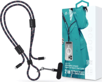 Devia ST124974 Cable Pro5 USB-C apa USB-C apa Adat és töltőkábel 1,6m + nyakpánt - Kék