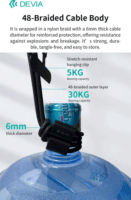 Devia ST124981 Cable Pro5 USB-C apa Lightning apa Adat és töltőkábel 1,6m + nyakpánt - Fekete