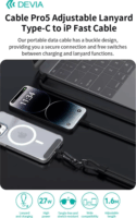 Devia ST124981 Cable Pro5 USB-C apa Lightning apa Adat és töltőkábel 1,6m + nyakpánt - Fekete