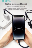 Devia ST125001 Cable Pro5 USB-C apa Lightning apa Adat és töltőkábel 1,6m + nyakpánt - Kék