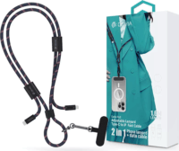 Devia ST125001 Cable Pro5 USB-C apa Lightning apa Adat és töltőkábel 1,6m + nyakpánt - Kék