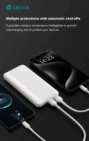 Devia ST125643 Kintone Series Lite 5 Powerbank 2xUSB-A + USB-C + microUSB / 10000 mAh 37W - Fehér