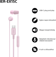 Sony IEREX15CP.CE7 USB-C Vezetékes Fülhallgató Headset - Rózsaszín