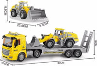 Autószállító és munkagép játékszett 43cm - Sárga
