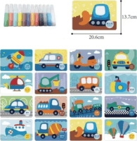 Homokfestő készlet 12 színnel - Közlekedés