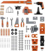 Smoby Black and Decker szerelőasztal daruval 60 darabos készlet