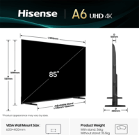 Hisense 85" 85A6Q 16:9 4K UltraHD LED Smart TV