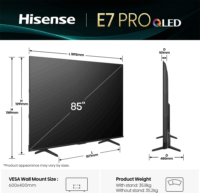 Hisense 85" 85E7QPRO 16:9 4K UltraHD QLED Smart Gamer TV 144Hz