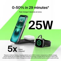 Belkin UltraCharge Qi2 Mágneses 2-in-1 hálózati töltő 25W - Fekete
