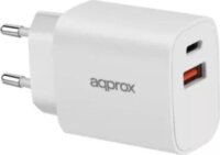 Approx 1x USB-A / 1x USB-C Hálózati Töltő Adapter 20W - Fehér