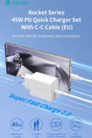 Devia ST112896 Rocket Series USB-C Hálózati Gyorstöltő Adapter 45W - Fehér