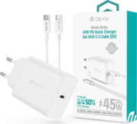 Devia ST112896 Rocket Series USB-C Hálózati Gyorstöltő Adapter 45W - Fehér