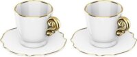 Bialetti Cappucio 330ml porcelán csésze + csészealj 2 darab - Fehér / Arany
