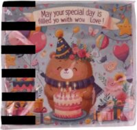 Maci mintás születésnapi szalvéta (20 db/csomag)