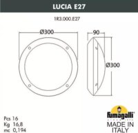 Fumagalli Lucia Kerek LED kültéri falilámpa kék háttérvilágítással - Fekete