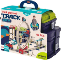 Összeépíthető 132 darabos autópálya hanghatásokkal hordozható bőröndben