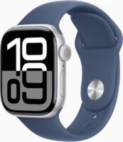 Apple Watch S10 GPS 42mm Okosóra S/M denim sportszíjjal - Ezüst