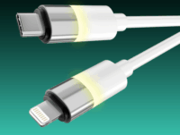 AVAX CB315 Glowy USB-C - Lightning 2.0 Adat és gyorstöltő kábel 27W 2m - Fehér