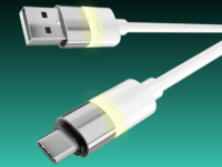 AVAX CB313 Glowy USB-A - USB-C 2.0 Adat és gyorstöltő kábel 18W 2m - Fehér