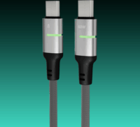 AVAX CB632 Steely Led USB-C - USB-C 2.0 Adat és gyorstöltő kábel braided 60W 1m - Fekete