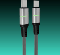 AVAX CB632 Steely Led USB-C - USB-C 2.0 Adat és gyorstöltő kábel braided 60W 1m - Fekete