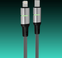 AVAX CB635 Steely Led USB-C - Lightning 2.0 Adat és gyorstöltő kábel braided 27W 1m - Fekete