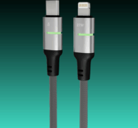 AVAX CB635 Steely Led USB-C - Lightning 2.0 Adat és gyorstöltő kábel braided 27W 1m - Fekete