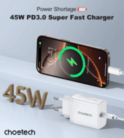 Choetech PD3042 USB-C Hálózati Gyorstöltő Adapter 45W - Fehér
