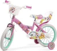 Toimsa Unicornio gyerek kerékpár babaüléssel és kosárral 16" - Rózsaszín/Mintás