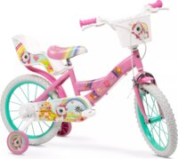 Toimsa Unicornio gyerek kerékpár babaüléssel és kosárral 16" - Rózsaszín/Mintás