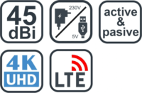 Evolveo Xany 2A Beltéri FM/DAB+/DVB-T2/LTE/4G/5G TV Antenna - Fekete