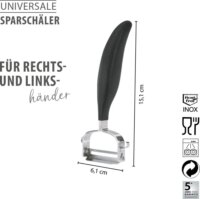 Gefu 13650 Rozsdamentes acél Univerzális Kézi Hámozó - Fekete / Inox