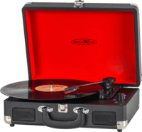 Reflexion HIF1979BT Bakelit Vinyl lemezjátszó hordozható kofferben - Fekete/Piros