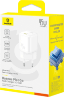 Baseus PicoGo Hálózati Type-C gyorstöltő 45W - Fehér