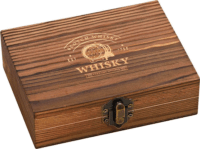 WoMa 12 db-os prémium bazalt whisky jégkő készlet fadobozban fekete bársony zacskóval és csipesszel