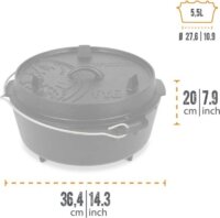 Petromax FT6 Öntöttvas Főzőedény Ø 36,5 cm 5,5L - Fekete