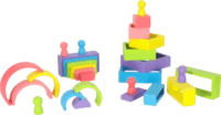 Szivárvány színű montessori építőjáték fából 28 darabos készlet