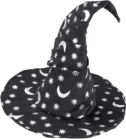 Widmann Boszorkány/ Varázsló sapka jelmez kiegészítő gyerekeknek - Fekete/mintás