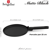 Berlinger Haus BH/8172 Matte Black Collection Palacsintasütő Serpenyő 25cm - Fekete