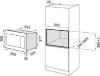 Midea AG820BS9 Beépíthető Mikrohullámú Sütő 20L 800W - Fekete